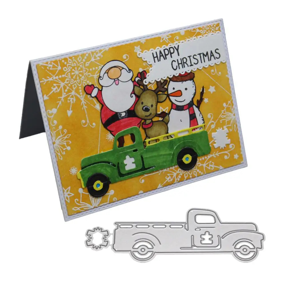 

GloryStar New 2018 Christmas Cute Car Die Cut Metal Scrapbooking Die Party Decoration Greeting Card Accessories