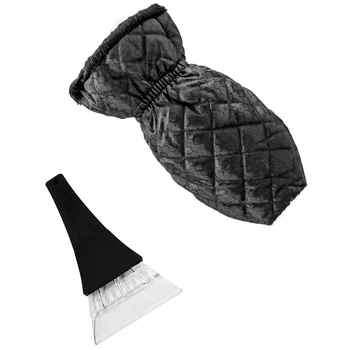 

Ice Scraper Mitt Windshield Snow Scrapers with Waterproof Snow Remover Glove Lined of Thick Fleece Black