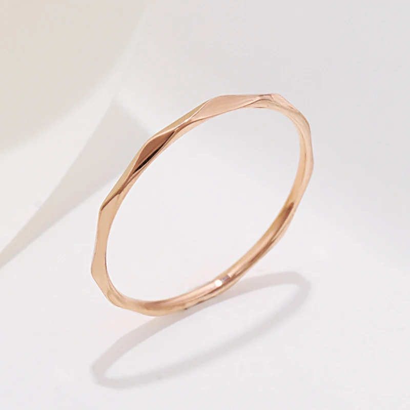 1.3mm Gold Silver Color Women's Retro Rings Stainless Steel Faceted Ring for Women Korean Cute Jewelry for Gift Party WC028 1