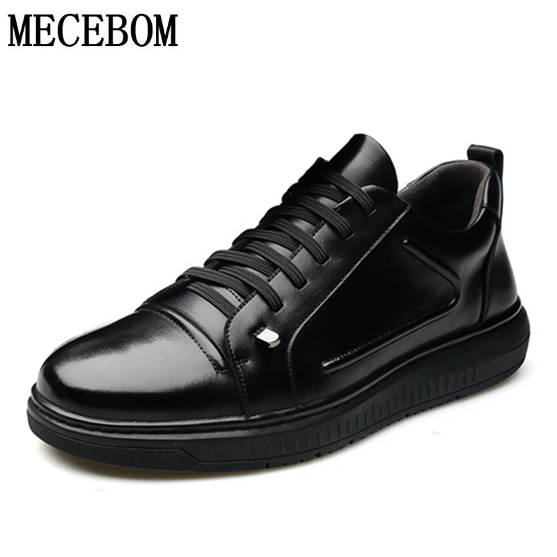 Men's Dress Leather Shoes Black No Tie Shoes For Male Adult Genuine