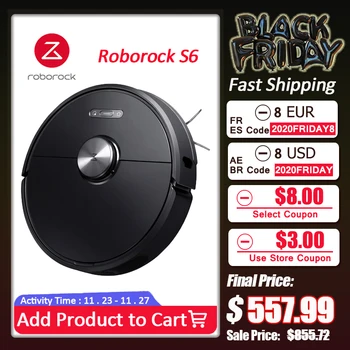 

Roborock S6 2000pa Robot Vacuum Cleaner Home Automatic Sweeping Mopping Dust Sterilize Smart Planned Machine Remote Control