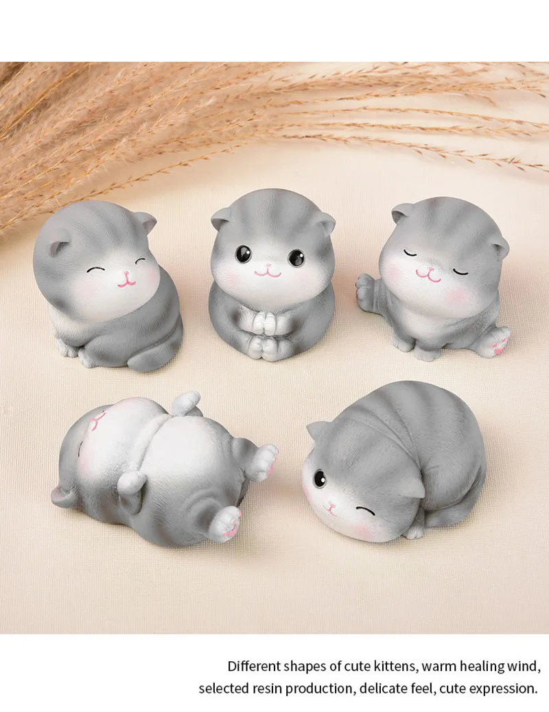 Figura de Ação Escritório em Casa Decoração do Desktop Anime Gato Terno Faça Você Mesmo Modelo Ornamento Speelgoed Carro Artesanato Arte Brinquedos Estátua 5 Pçs 13 Animal/Figuras de dinossauros