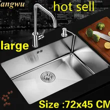 Квартира большая роскошная кухонная ручная раковина одинарная мойка стандарт 304 нержавеющая сталь Горячая 720x450 мм