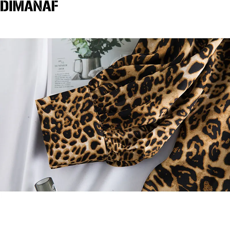 DIMANAF Plus Size Women Blouse Shirt Lady Tops Tunic Chiffon Button Casual Loose Print Leopard Spring Summer Long Sleeve Clothes - 4.00065E+12