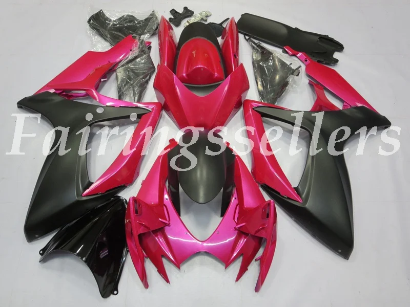 Pink Matte Black Литье под давлением ABS мотоцикл обтекатели комплект подходит для Suzuki GSXR 600-750 K6 2006 2007 06 07 обтекатели оранжевый синий - Цвет: Pink Matte Black