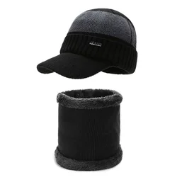 Winter Hat Scarf Set Cold Proof Plush Thickened Neckerchief Riding Knitted Caps Ring Scarves Ear Protection Pullover COTTON