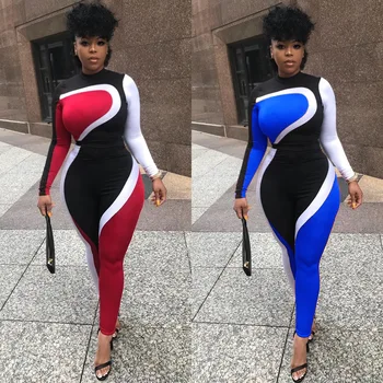 

A new collection of african-inspired, european-style sexy, classic, color-matching, long-sleeved, tight sports jumpsuit for fall