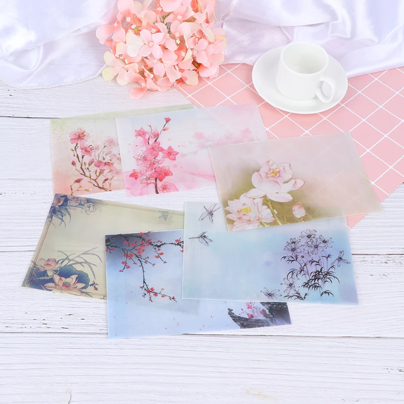 2pcs Romantic Envelope Sulfuric Acid Paper Message Card Letter Stationary Storage Paper Gift