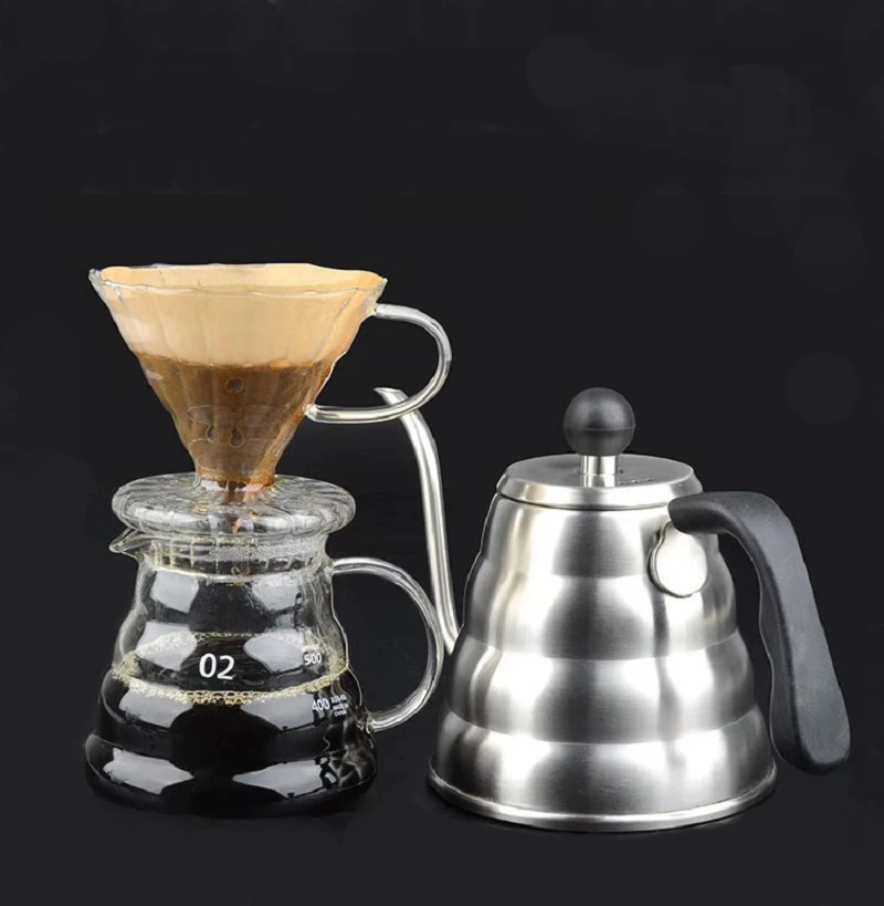 

V60 coffee filter glass coffee pot 600ml With cover portafilter permanent filter coffee maker geyser dripper drip kettle espress