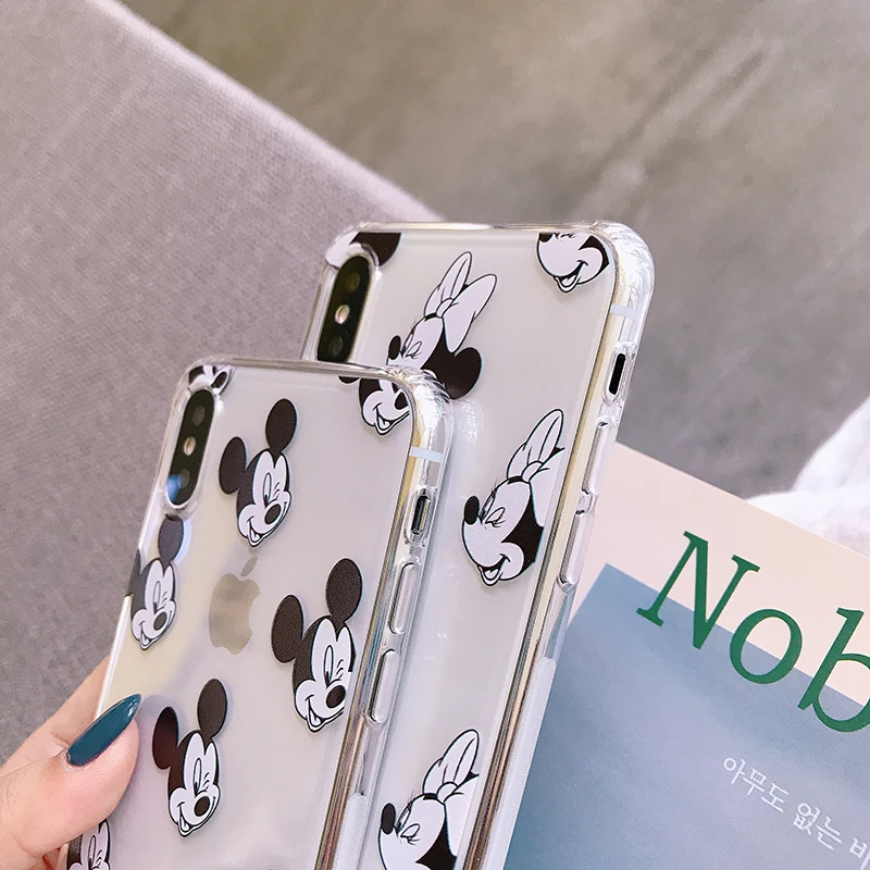 Милые прозрачные чехлы с рисунком Минни Микки для iPhone 11Pro Max 6 6s 7 8 Plus X Xs Max Xr 11 Pro мягкий чехол Fundas Capa