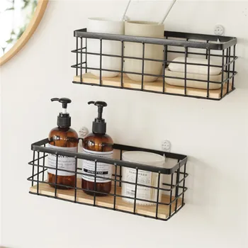 

Bathroom Organizer Storage Baskets Black Metal Storage Rack Holder for Cosmetic Home Storage Organization