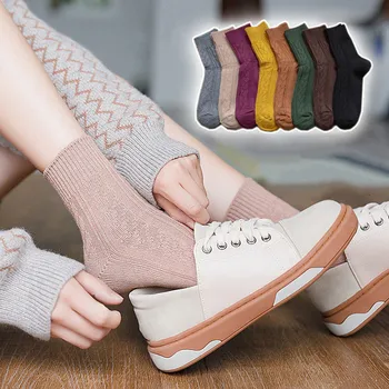 

Jeseca Cotton Knitted Autumn Winter Warm Women Socks Japanese Kawaii Girls Harajuku Vintage Streetwear for Christmas Sock Gifts