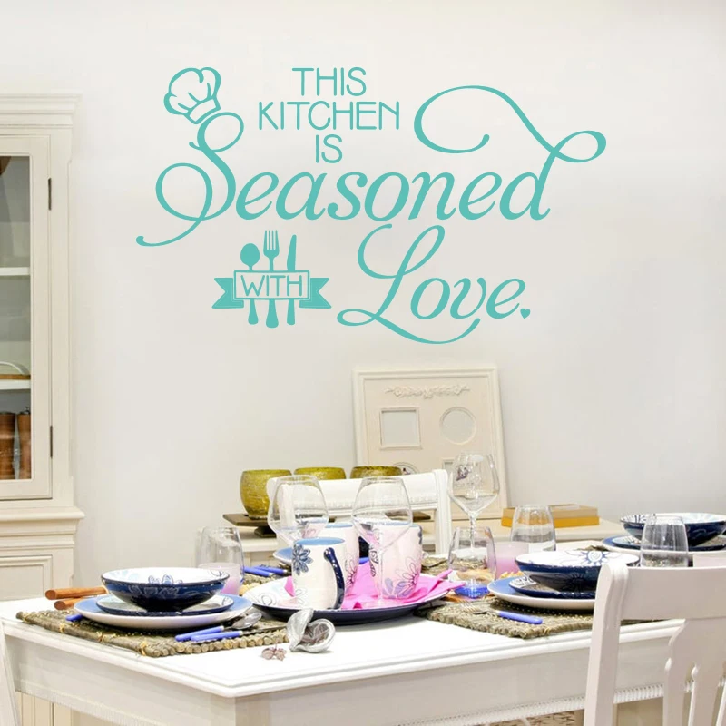 This Kitchen Is Seasoned With Love  Wall Sticker Kitchen Dinning Room Kitchen Family Love Quote Wall Decal Kitchen Vinyl Decor (2)