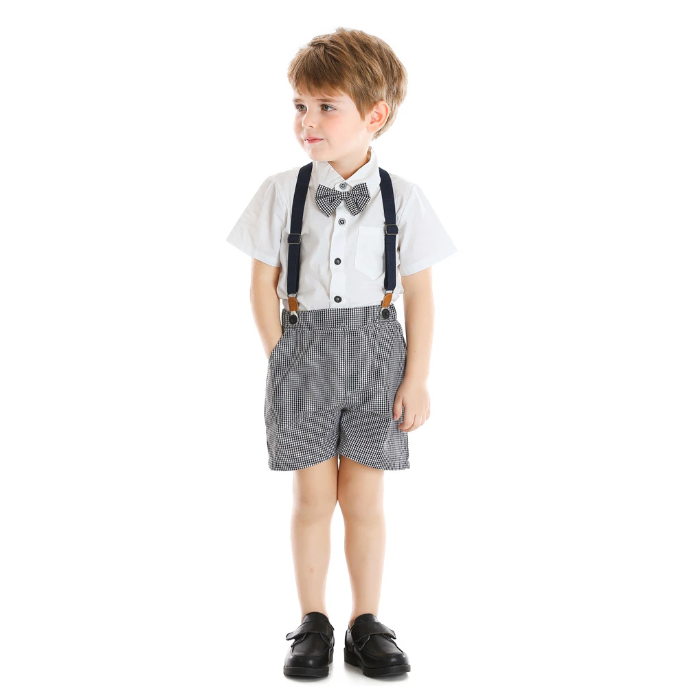 para niños, ropa de verano niños, camisa con pajarita + monos, conjunto de ropa para niños 70 80 90 110 120 130cm|set de ropa| -