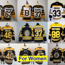 Новые сшитые Женские Boston Zdeno Chara Patrice Bergeron Давид Pastrnak Tuukka Rask Brad Marchand Torey Krug Давид Krejci трикотажные изделия