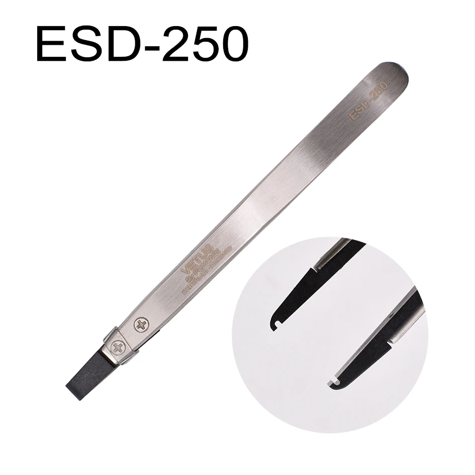 Сменные Пластик головка антистатические Нержавеющая сталь Пинцет esd-00-2A-242-249-250-259-259a- 7a 100 шт./лот