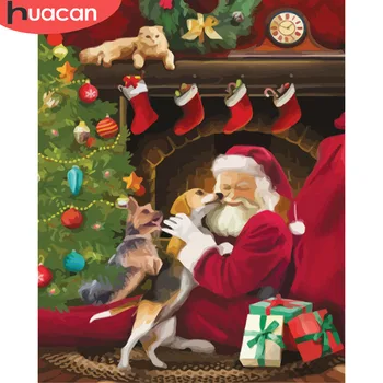

HUACAN DIY Oil Painting By Numbers Santa Claus Christmas Pictures Paint On Canvas Hand Painted Drawing Painting Arts Home Decor