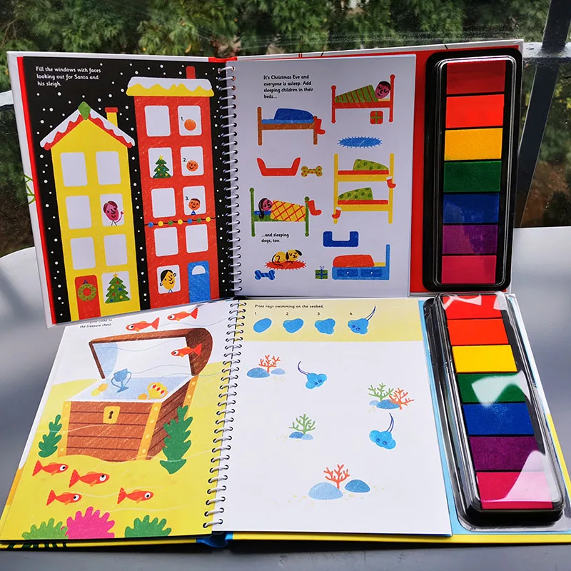 Детские книги с отпечатками пальцев и резиновыми штампами, чернильный коврик для детей, рисованная книга для детей, садовая игрушка для детского сада, сделай сам, игрушка для рукоделия