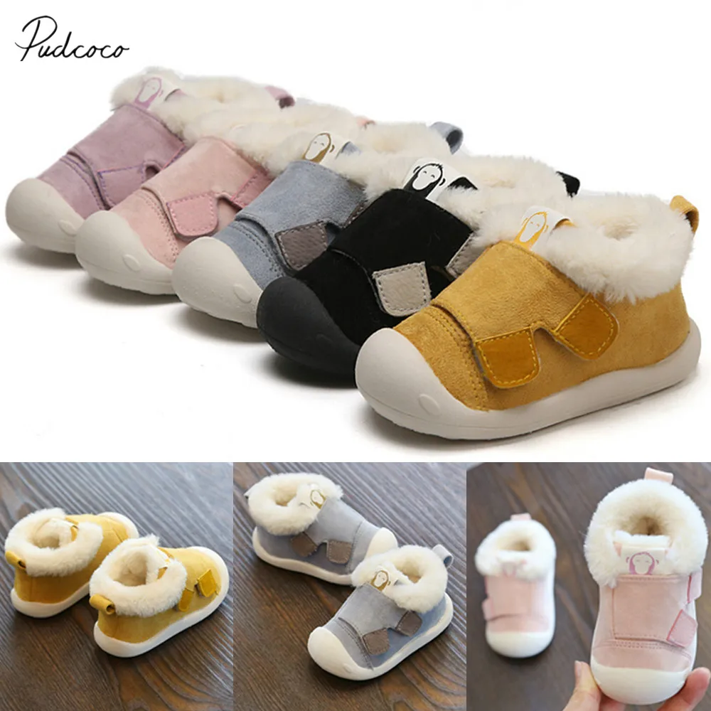 

2019 Baby First Walkers Toddler Baby Boys Girls Soft Soled Snow Cotton Shoes Autumn Winter Warm Fuzzy Soft Crib Shoes
