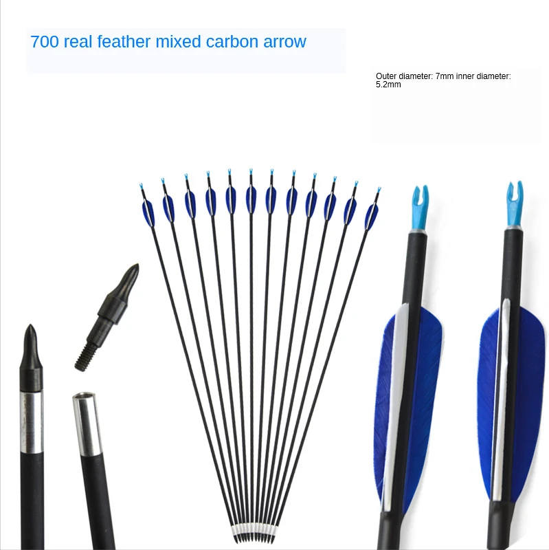 

3.2mm blue anti-tail arrow bow and arrow archery 700 scrambled carbon real feather arrow game general shooting can change arrow