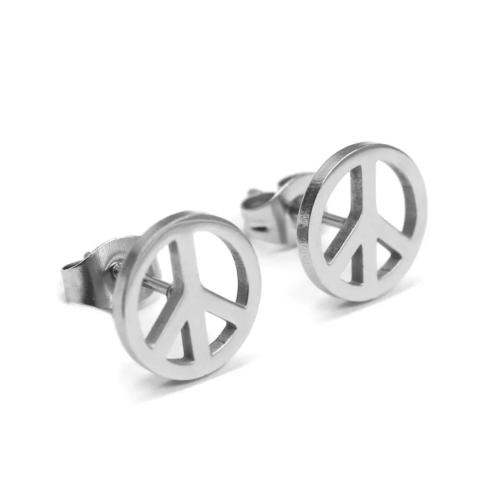 

Модные серьги-гвоздики мир из нержавеющей стали, ювелирные изделия, крутой знак мира, байкерские мужские и женские серьги в подарок SJE370217AA