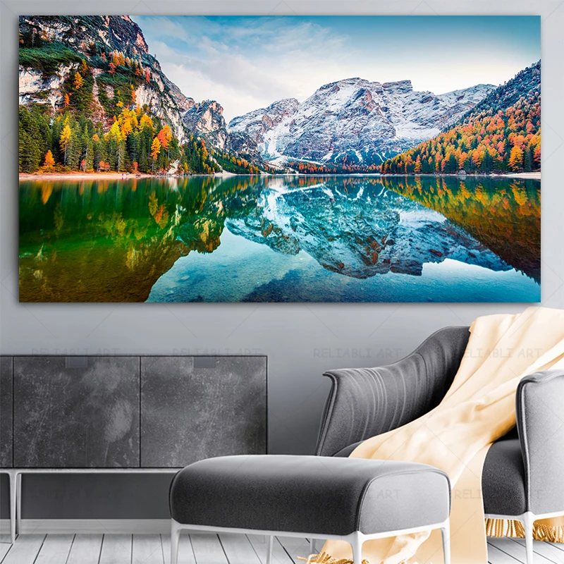 Landscape Art Mountains Lakes Canvas Painting Poster and Print Wall Art Pictures 