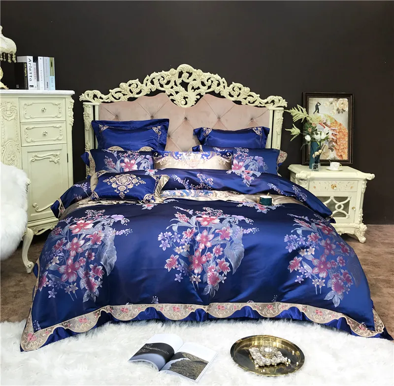 

2019 Luxury jacquard bedding set queen/king size bed set 4/6/10pcs duvet cover sets thick cotton bedspread set