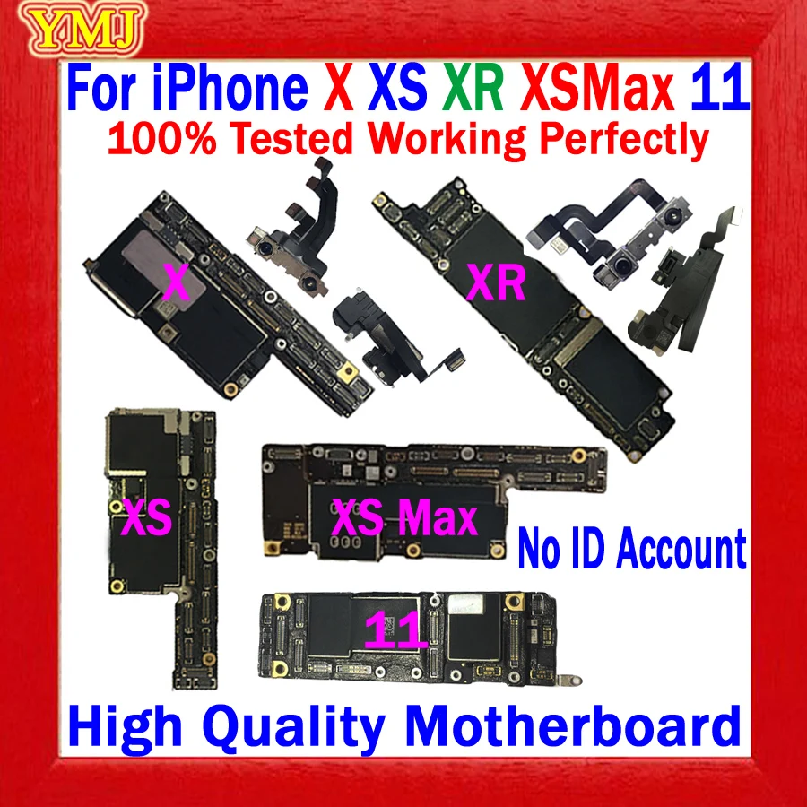 With/No Face ID For iphone X XR XS Max 11 Motherboard 64GB/128GB/256GB 100% Test High Quality Logic board Support update&amp4G LTE |
