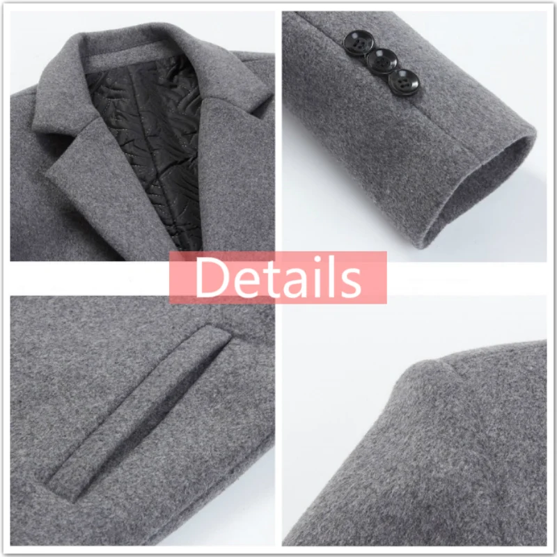 Reviews Men's Coat Wool Long Overcoat Men Warm Men's Jacket Solid Trench Coat Winter Men Casual Coat Men Black Gray Navy Blue Overcoat