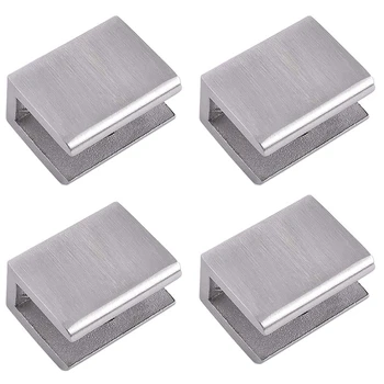 

4Pcs Adjustable 304 Stainless Steel Glass Shelf Brackets Glass Clip Clamp Support 0.23 - 0.35Inch Brushed Finished