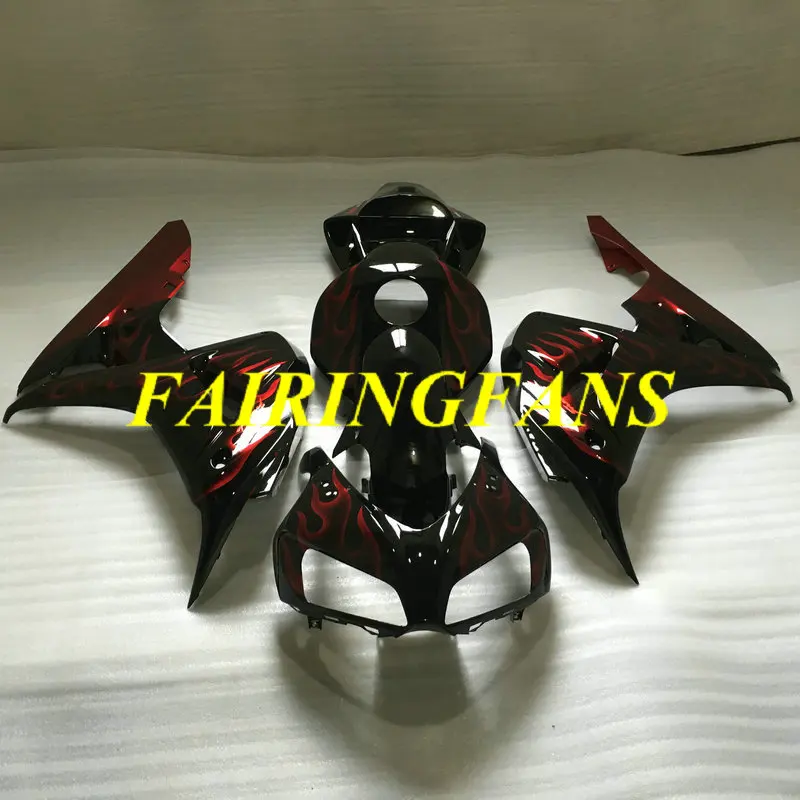 Мотоциклетный вставной обтекатель комплект для HONDA CBR1000RR 06 07 CBR 1000 RR CBR 100RR 2006 2007 Красный Пламя Обтекатели на кузов+ подарки HB31