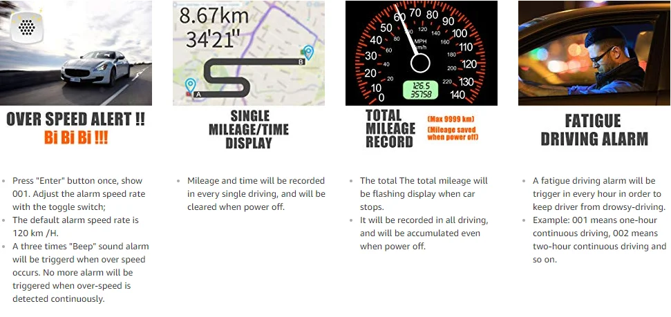 Universal GPS HUD Speedometer Odometer Car Digital Speed Display MPH Over Speed Alarm Car Clock for All Vehicles C60S
