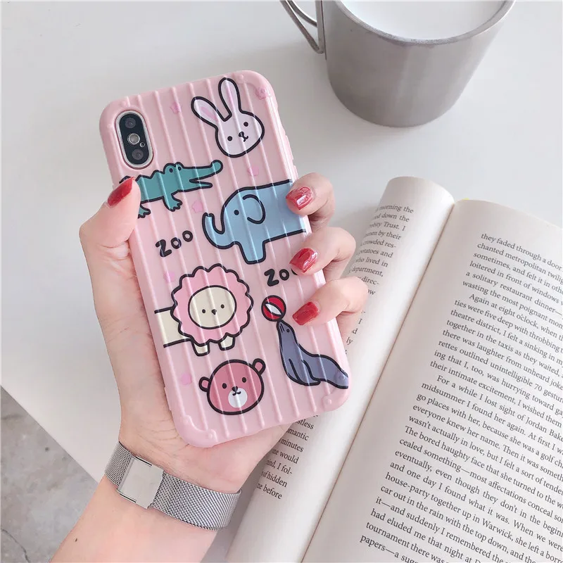Модный мультяшный окрашенный мягкий чехол для телефона iPhone X XS XR Xmax 7 8 6S рисунок животных ультратонкий чехол для телефона с принтом