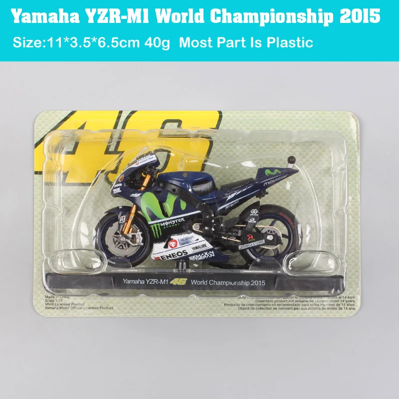 Goedkoop Kids 1 18 Schaal Leo Mini Yamaha YZR M1 World Championship 2015 Moto Rcycle Diecast Voertuigen Model Racer Moto Bike Speelgoed Miniatuur