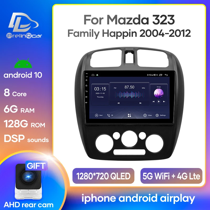 Автомобильная Мультимедийная система Prelingcar Android 10 для Mazda 323 Haima Family 2006-2010 Happin 2004-2012