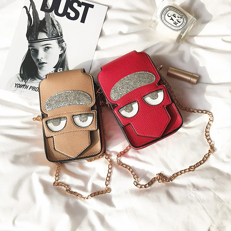 

2019 New Style Small Monster Printed Square Sling Bag Magnetic Snap Cute Cartoon Shoulder Oblique WOMEN'S Bag