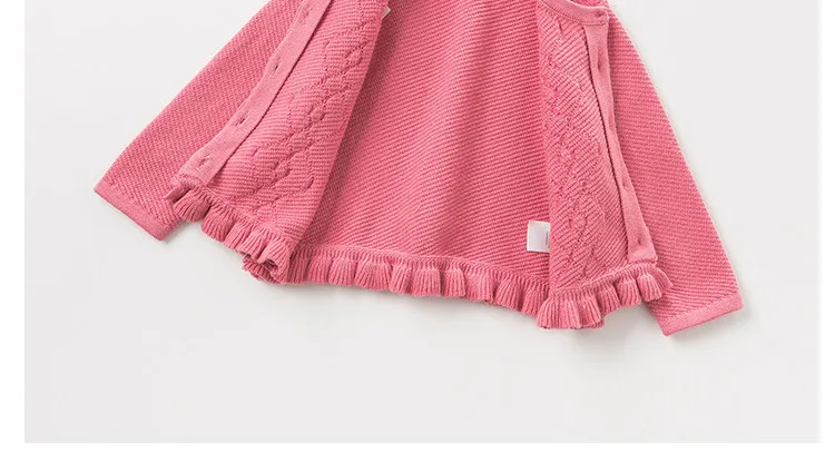 DB11845-1 dave bella/осенний модный однотонный кардиган с рюшами для маленьких девочек, Детское пальто, милый вязаный свитер для детей
