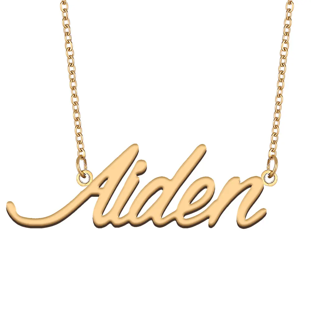 

Aiden Name Necklace for Women Personalized Stainless Steel Jewelry Gold Plated Nameplate Pendant Femme Mothers Girlfriend Gift