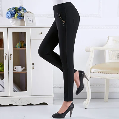 photo color Pantalones mujer, Этнические женские длинные штаны, одежда для матери среднего возраста, осенние брюки размера плюс, леггинсы, узкие брюки, Палаццо - Цвет: photo color