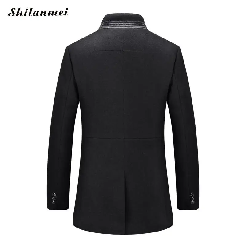 4XL зимняя мужская куртка из шерсти мужская однобортная плотная однотонная шерстяная куртка теплое пальто с воротником-стойкой высокое качество городское шерстяное пальто