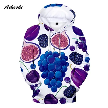 

New 3D Cartoon Fruit Hoodies boys/girls Sweatshirts long sleeve autumn warm Sweet grape Polluver youth 3D print fashion clothes