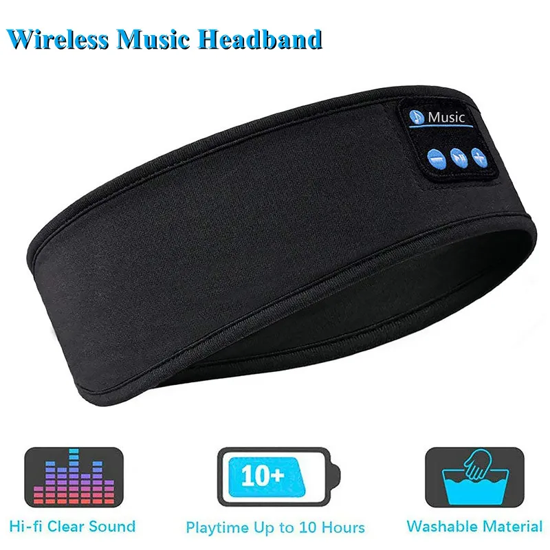 Wireless Music Eye Mask,Smart Sport Headbands Headset,Bluetooth-compatible Headphone Yoga Hair Band,with Mic Magic Sleep Blinder ammoon usb condenser microphone computer mic kit with mini desktop metal tripod stand windscreen usb cable for music recording live streaming online singing meeting teaching game