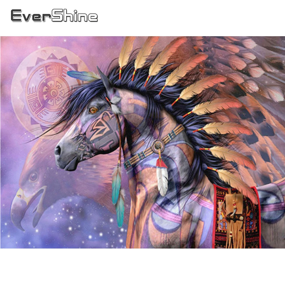 

Evershine Diamond Painting Indian Horse Full Square Diamond Mosaic Animal Cross Stitch Kit Diamond Embroidery Handicraft Sale