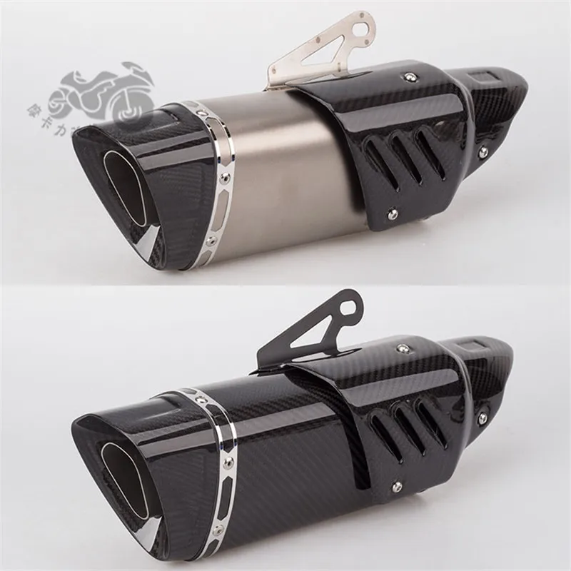 

Motorcycle modified exhaust pipe muffler full carbon fiber head imitation titanium triangle exhaust Z900 MT09 R3 with DB Killer