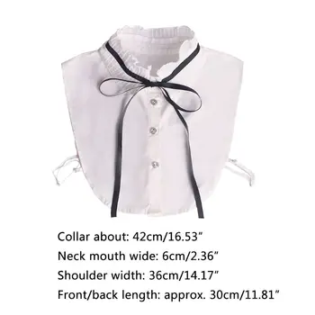 

Ladies Pleated Ruffles Fake Stand Collar Lace-up Bowtie Detachable Half-Shirt
