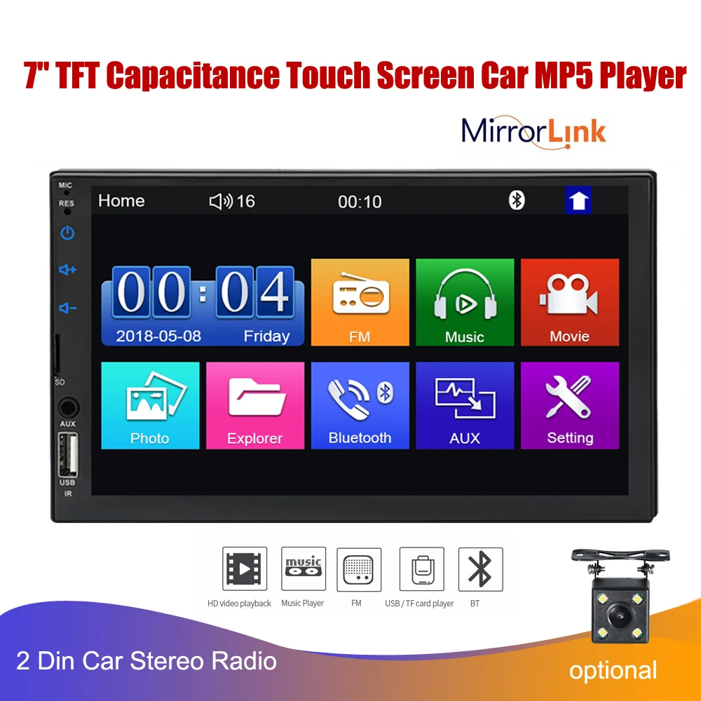 7 ''TFT сенсорный экран автомобильный MP5 плеер с Bluetooth FM радио приемник