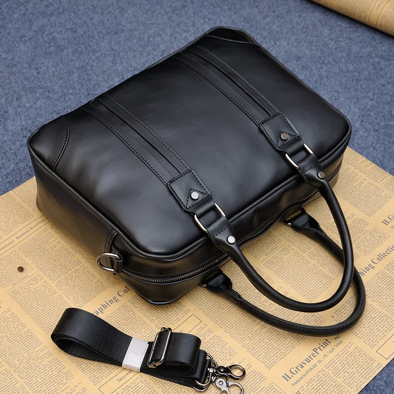 Мужской винтажный дизайнерский портфель, брендовая Сумка-тоут из искусственной кожи, деловая офисная мужская сумка-мессенджер, повседневная однотонная сумка для ноутбука
