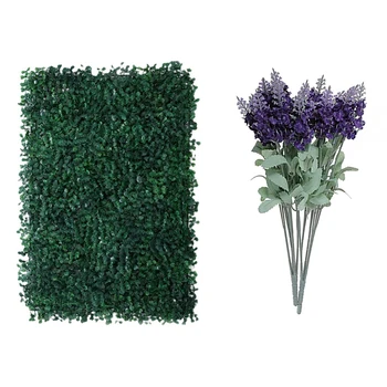 

1 Pcs Artificial Grass - DIY Miniature Lawn,Milan Grass & 1 Pcs Lavender Artificial Flower Artificial Plant Deep Purple