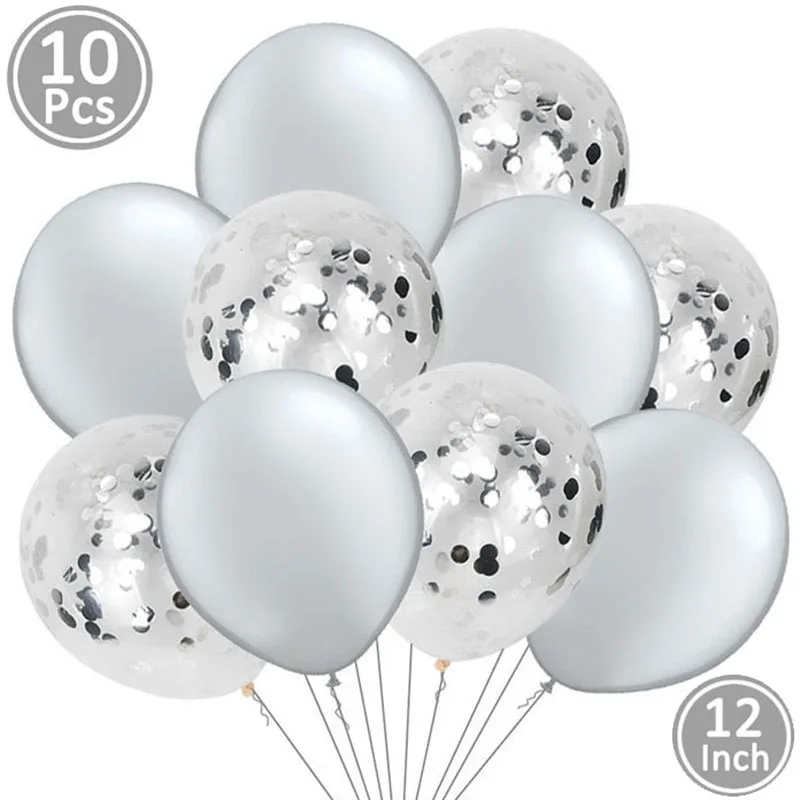 10 шт мульти конфетти хром шар Свадебные украшения DIY Baby Shower его для девочек и мальчиков Babyshower курица принадлежности для вечеринки-девичника - Цвет: latex silver