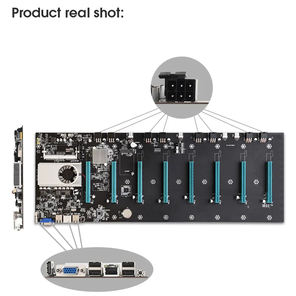BTC-S37 Miner Mining Motherboard CPU Set 8 Video Card Slot DDR3 Memory Integrated VGA Interface Low Power Consumption Durable